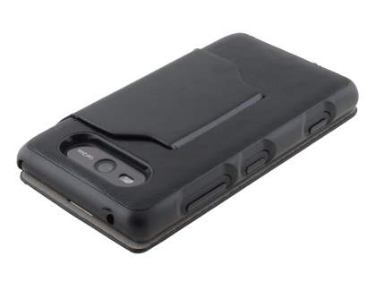Fabric Flip Cover with built-in Stand for Nokia Lumia 820 - Classic Black