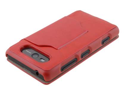 Fabric Flip Cover with built-in Stand for Nokia Lumia 820 - Red