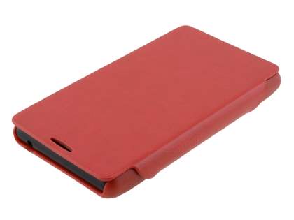 Fabric Flip Cover with built-in Stand for Nokia Lumia 820 - Red