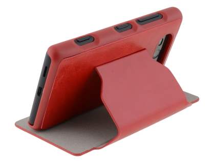 Fabric Flip Cover with built-in Stand for Nokia Lumia 820 - Red