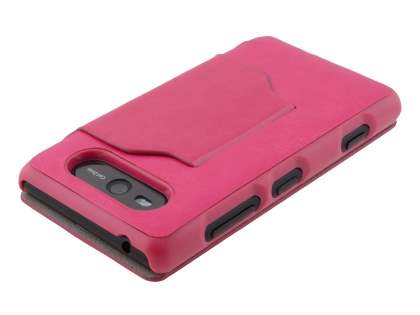 Fabric Flip Cover with built-in Stand for Nokia Lumia 820 - Pink