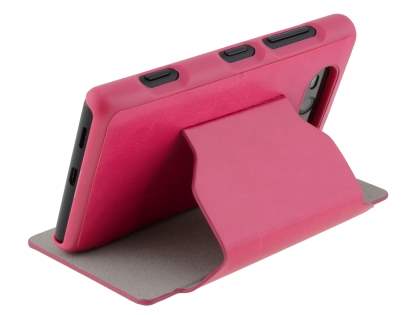Fabric Flip Cover with built-in Stand for Nokia Lumia 820 - Pink