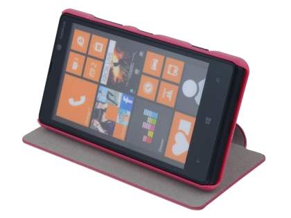 Fabric Flip Cover with built-in Stand for Nokia Lumia 820 - Pink