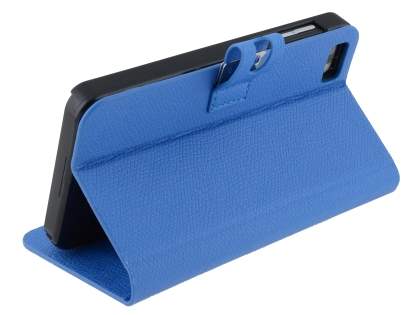 Synthetic Leather Wallet Case with Stand for BlackBerry Z10 - Blue
