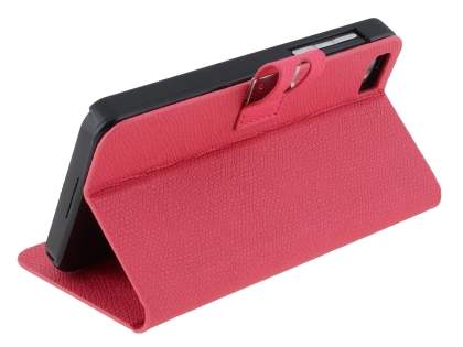 Synthetic Leather Wallet Case with Stand for BlackBerry Z10 - Pink