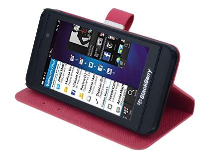 Synthetic Leather Wallet Case with Stand for BlackBerry Z10 - Pink