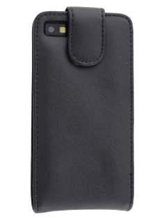 Genuine Leather Flip Case for BlackBerry Z10 - Classic Black Leather Flip Case