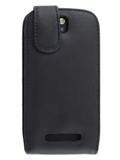 Genuine Leather Flip Case for HTC One SV - Classic Black