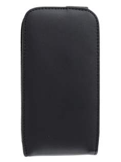 Genuine Leather Flip Case for HTC One SV - Classic Black