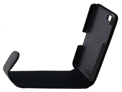 Genuine Leather Flip Case for BlackBerry Z10 - Classic Black