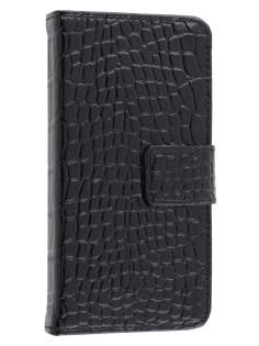 TS-CASE crocodile pattern Genuine leather Wallet Case for iPhone SE/5s/5 - Classic Black