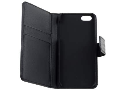 TS-CASE crocodile pattern Genuine leather Wallet Case for iPhone SE/5s/5 - Classic Black