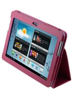 Samsung Galaxy Tab 2 10.1 Synthetic Leather Flip Case with Fold-Back Stand - Raspberry Samsung Galaxy Tab 2 10.1 Synthetic Leather Flip Case with Fold-Back Stand - Raspberry