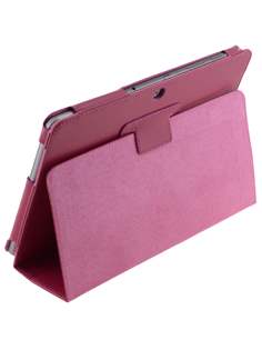 Samsung Galaxy Tab 2 10.1 Synthetic Leather Flip Case with Fold-Back Stand - Raspberry