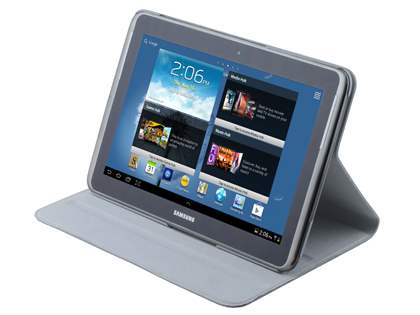 Premium Genuine Leather Slim Portfolio Case with Stand for Samsung Galaxy Note 10.1 - Pearl White