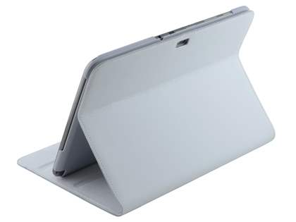 Premium Genuine Leather Slim Portfolio Case with Stand for Samsung Galaxy Note 10.1 - Pearl White