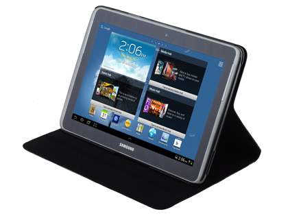 Premium Genuine Leather Slim Portfolio Case with Stand for Samsung Galaxy Note 10.1 - Classic Black