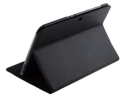 Premium Genuine Leather Slim Portfolio Case with Stand for Samsung Galaxy Note 10.1 - Classic Black