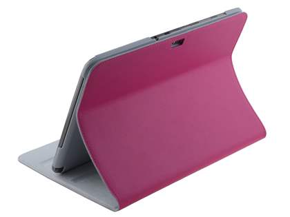 Premium Genuine Leather Slim Portfolio Case with Stand for Samsung Galaxy Note 10.1 - Pink
