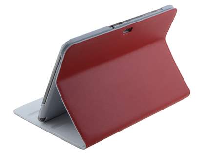 Premium Genuine Leather Slim Portfolio Case with Stand for Samsung Galaxy Note 10.1 - Red