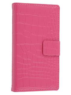 TS-CASE crocodile pattern Genuine leather Wallet Case for Sony Xperia Z - Pink