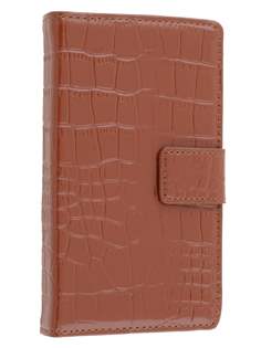 TS-CASE Crocodile Pattern Genuine Leather Wallet Case for Nokia Lumia 920 - Brown