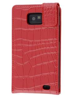 TS-CASE crocodile pattern Genuine leather Flip Case for Samsung I9100 Galaxy S II - Red