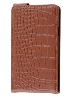 TS-CASE crocodile pattern Genuine leather Flip Case for Samsung I9100 Galaxy S II - Brown