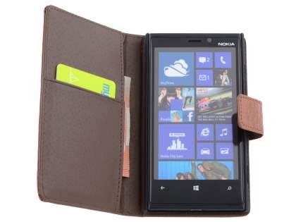 TS-CASE Crocodile Pattern Genuine Leather Wallet Case for Nokia Lumia 920 - Brown