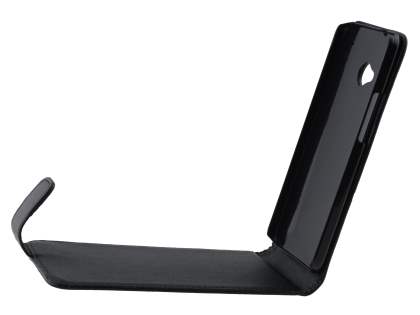 HTC One M7 801e Synthetic Leather Flip Case - Black