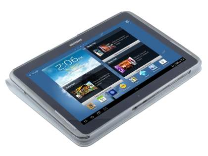 Premium Genuine Leather Slim Portfolio Case with Stand for Samsung Galaxy Note 10.1 - Pearl White