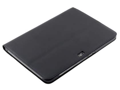 Premium Genuine Leather Slim Portfolio Case with Stand for Samsung Galaxy Note 10.1 - Classic Black