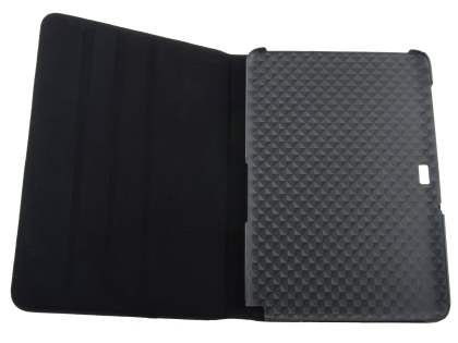 Premium Genuine Leather Slim Portfolio Case with Stand for Samsung Galaxy Note 10.1 - Classic Black