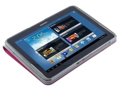 Premium Genuine Leather Slim Portfolio Case with Stand for Samsung Galaxy Note 10.1 - Pink