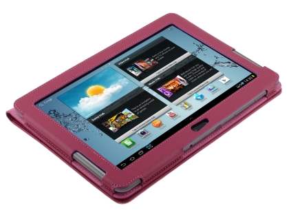 Samsung Galaxy Tab 2 10.1 Synthetic Leather Flip Case with Fold-Back Stand - Raspberry