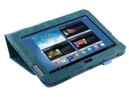 Crocodile Pattern Synthetic Leather Case for Samsung Galaxy Note 10.1 4G - Bondi Blue