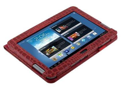 Crocodile Pattern Synthetic Leather Case for Samsung Galaxy Note 10.1 4G - Red