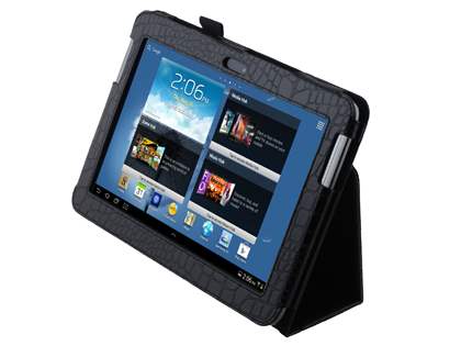Crocodile Pattern Synthetic Leather Case for Samsung Galaxy Note 10.1 4G - Classic Black