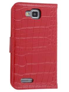 TS-CASE Crocodile Pattern Genuine Leather Wallet Case for Samsung Ativ S I8750 - Red