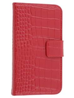 TS-CASE Crocodile Pattern Genuine Leather Wallet Case for Samsung Ativ S I8750 - Red