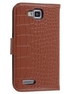 TS-CASE Crocodile Pattern Genuine Leather Wallet Case for Samsung Ativ S I8750 - Brown TS-CASE Crocodile Pattern Genuine Leather Wallet Case for Samsung Ativ S I8750 - Brown
