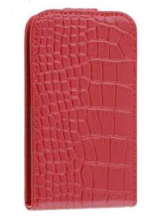 TS-CASE Crocodile Pattern Genuine Leather Flip Case for Samsung S5830 Galaxy Ace - Red