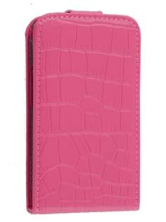 TS-CASE Crocodile Pattern Genuine Leather Flip Case for Samsung S5830 Galaxy Ace - Pink