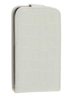 TS-CASE Crocodile Pattern Genuine Leather Flip Case for Samsung S5830 Galaxy Ace - Pearl White