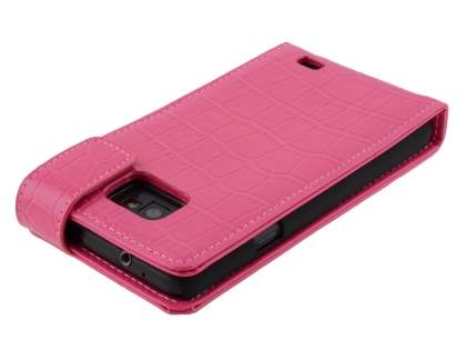 TS-CASE Crocodile Pattern Genuine leather Flip Case for Samsung I9100 Galaxy S II - Pink