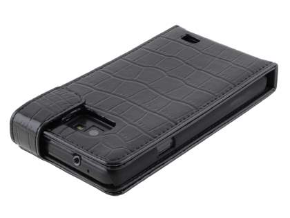 TS-CASE Crocodile Pattern Genuine leather Flip Case for Samsung I9100 Galaxy S II - Classic Black