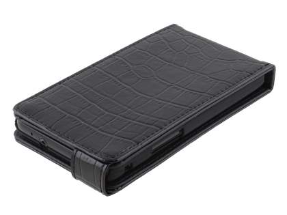 TS-CASE Crocodile Pattern Genuine leather Flip Case for Samsung I9100 Galaxy S II - Classic Black