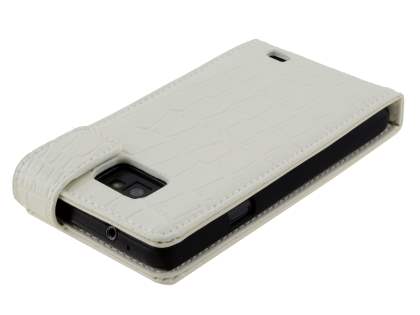 TS-CASE crocodile pattern Genuine leather Flip Case for Samsung I9100 Galaxy S II - Pearl White