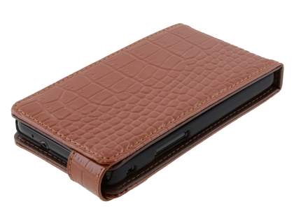 TS-CASE crocodile pattern Genuine leather Flip Case for Samsung I9100 Galaxy S II - Brown