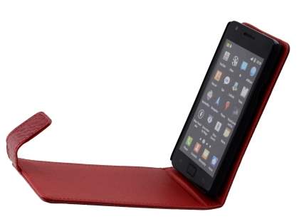 TS-CASE crocodile pattern Genuine leather Flip Case for Samsung I9100 Galaxy S II - Red